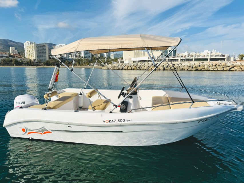 Benalmádena: Costa del Sol License-Free Boat Rental - How long should you rent it? (30 minutes vs 4 hours)