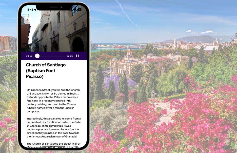 Málaga: Picasso Birthplace Museum Ticket & City Audio Guide - Church of Santiago: the audio stop that makes Malaga feel connected